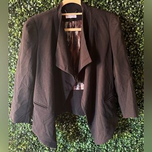 Calvin Klein Black Long Sleeve Flair Collar Cropped Blazer